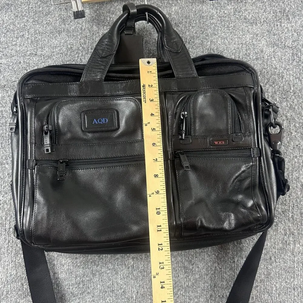Tumi Black Leather Laptop Briefcase